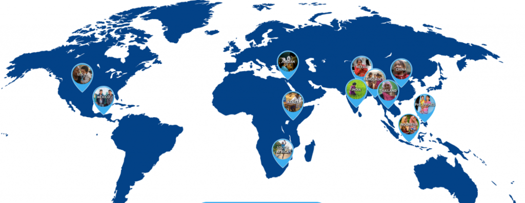 The map of Vaseline Healing Project donation programmes, raining courses and medical mission deployment